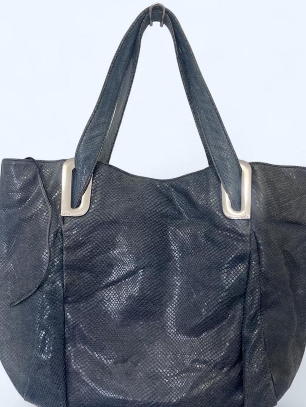 Kooba Navy Snake Embossed Leather Tote